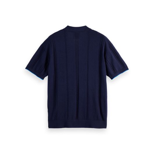 Снимка на SCOTCH&SODA MEN'S KNITTED V-NECK RELAXED FIT POLO IN NAVY