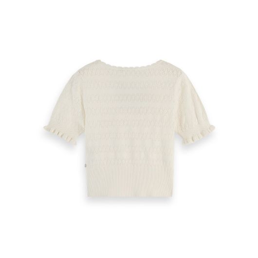 Снимка на SCOTCH&SODA WOMEN'S POINTELLE STITCH KNITTED TEE IN SOFT ICE