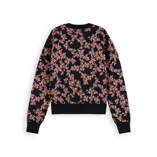 Снимка на SCOTCH&SODA WOMEN'S JACQUARD RELAXED PULLOVER IN NIEUW BLOSSOM FLORAL JACQUARD