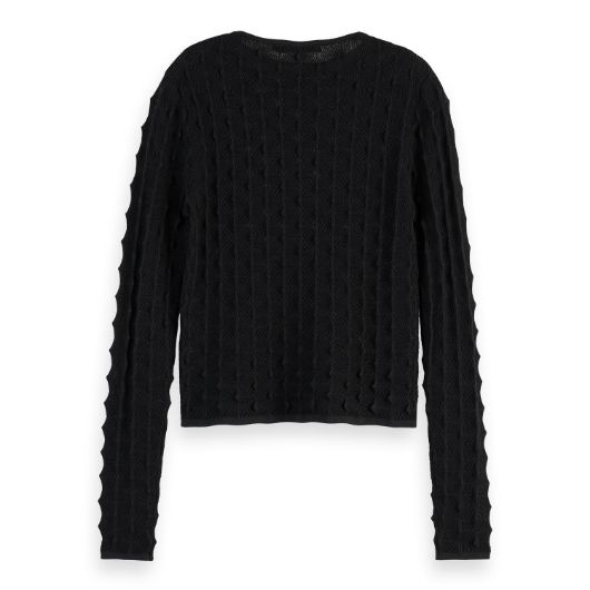 Снимка на SCOTCH&SODA WOMEN'S TEXTURED STITCH FITTED PULLOVER IN BLACK