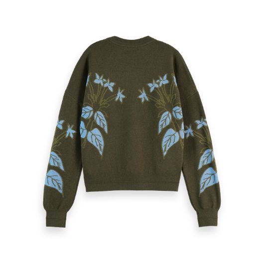 Снимка на SCOTCH&SODA WOMEN'S RELAXED JACQUARD PULLOVER IN CLASSIC GREEN