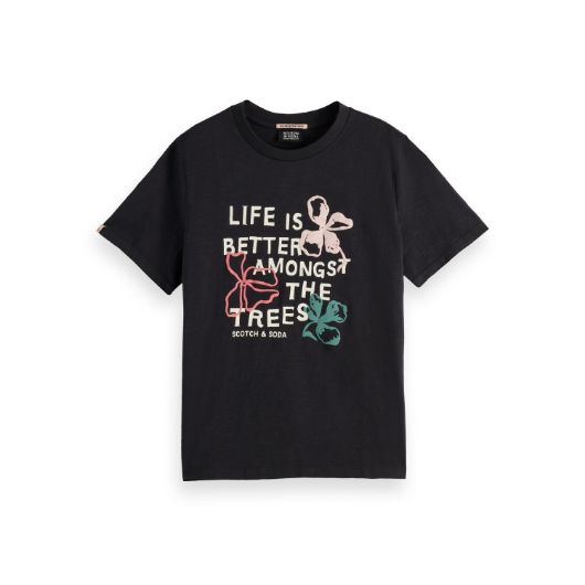 Снимка на SCOTCH&SODA WOMEN'S PUFF ARTWORK REGULAR T-SHIRT IN BLACK