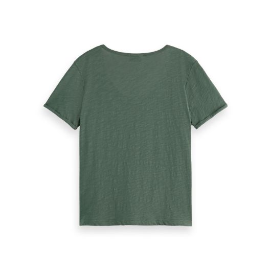 Снимка на SCOTCH&SODA WOMEN'S U-NECK SLUB REGULAR T-SHIRT IN PARK GREEN