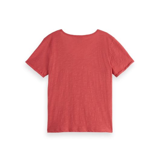 Снимка на SCOTCH&SODA WOMEN'S U-NECK SLUB REGULAR T-SHIRT IN DUSTY RED