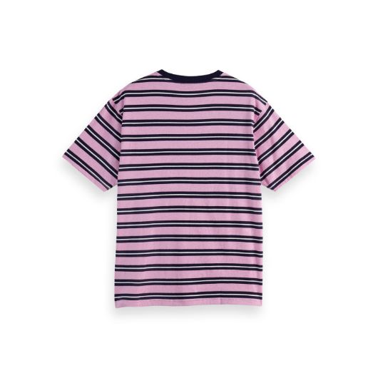 Снимка на SCOTCH&SODA MEN'S STRIPE YARN-DYED RELAXED FIT T-SHIRT IN DARK PINK