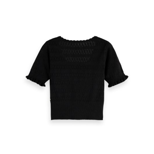 Снимка на SCOTCH&SODA WOMEN'S POINTELLE STITCH KNITTED TEE IN BLACK