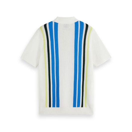 Снимка на SCOTCH&SODA MEN'S STRUCTURED KNITTED STRIPED POLO IN WHITE/PASTEL