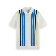 Снимка на SCOTCH&SODA MEN'S STRUCTURED KNITTED STRIPED POLO IN WHITE/PASTEL