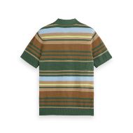 Снимка на SCOTCH&SODA MEN'S STRUCTURED KNITTED STRIPED POLO IN DARK GREEN