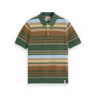 Снимка на SCOTCH&SODA MEN'S STRUCTURED KNITTED STRIPED POLO IN DARK GREEN