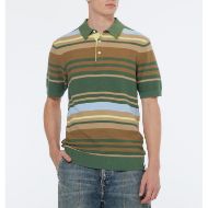 Снимка на SCOTCH&SODA MEN'S STRUCTURED KNITTED STRIPED POLO IN DARK GREEN