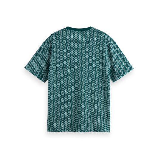 Снимка на SCOTCH&SODA MEN'S JACQUARD RELAXED FIT T-SHIRT IN DARK GREEN