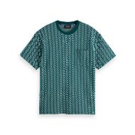 Снимка на SCOTCH&SODA MEN'S JACQUARD RELAXED FIT T-SHIRT IN DARK GREEN