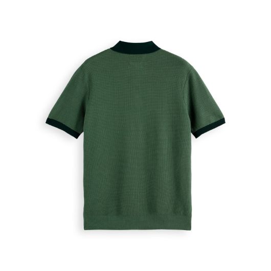 Снимка на SCOTCH&SODA MEN'S STRUCTURED KNITTED SOLID POLO IN DARK GREEN