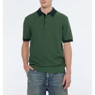 Снимка на SCOTCH&SODA MEN'S STRUCTURED KNITTED SOLID POLO IN DARK GREEN