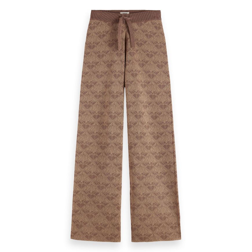 Снимка на SCOTCH&SODA WOMEN'S MONOGRAM JACQUARD KNITTED TROUSERS IN DESERT SAND