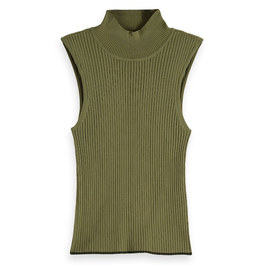 Снимка на SCOTCH&SODA WOMEN'S RIBBED KNITTED TANK IN WASHED MILITARY