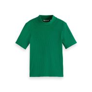 Снимка на SCOTCH&SODA WOMEN'S MOCK NECK RIB T-SHIRT IN BRIGHT GREEN