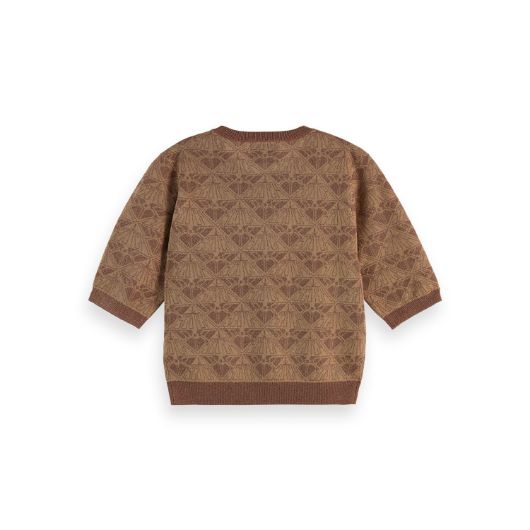 Снимка на SCOTCH&SODA WOMEN'S MONOGRAM JACQUARD CROPPED PULLOVER IN DESERT SAND