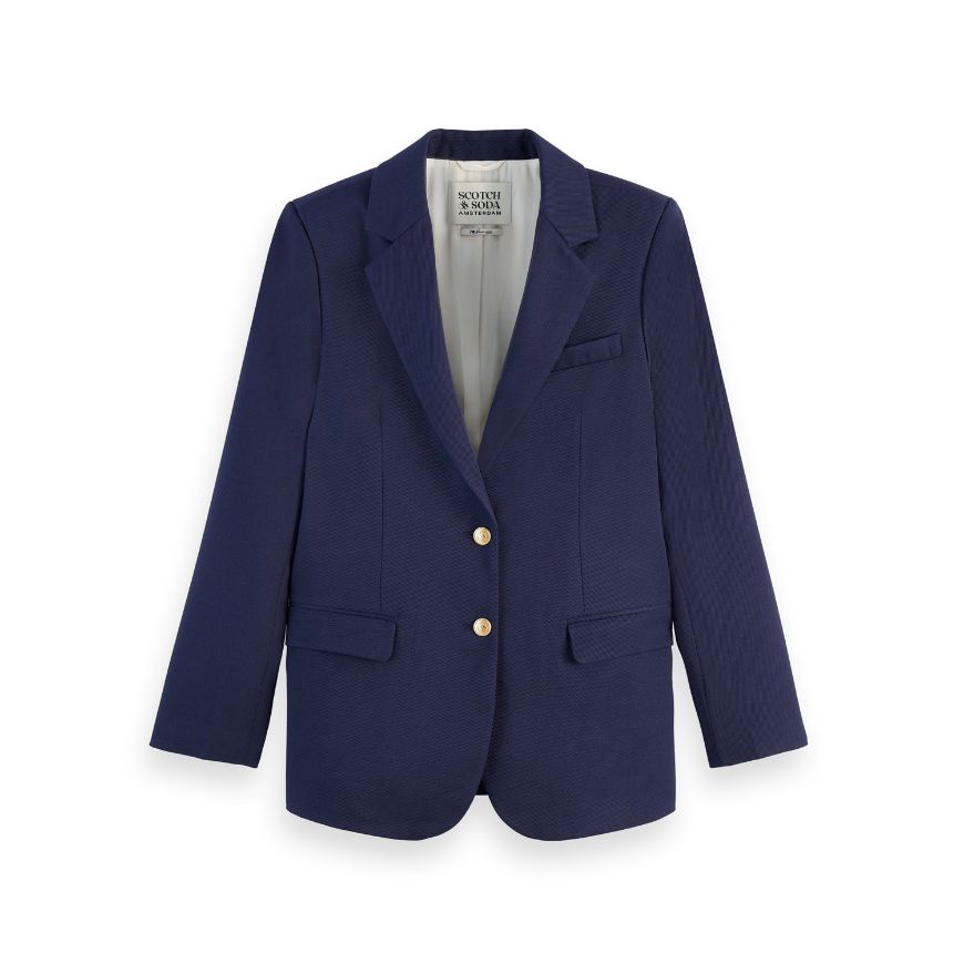 Снимка на SCOTCH&SODA WOMEN'S BOYFRIEND GABARDINE TWILL BLAZER IN NAVY