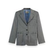 Снимка на SCOTCH&SODA WOMEN'S HERRINGBONE SCHOOL BLAZER IN MID GREY MELANGE PINSTRIPE