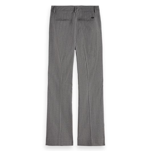 Снимка на SCOTCH&SODA WOMEN'S VIOLET HERRINGBONE HIGH RISE FLARE LEG IN MID GREY MELANGE PINSTRIPE