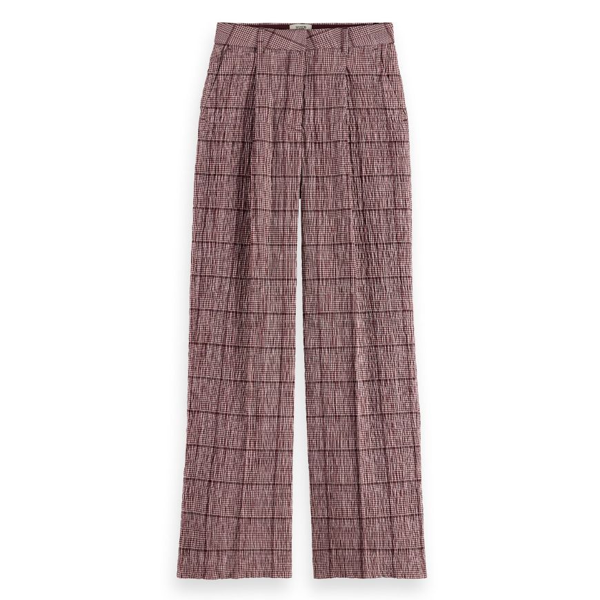 Снимка на SCOTCH&SODA WOMEN'S ROSE HIGH-RISE WIDE-LEG PRINCE OF WALES SEERSUCKER PANT IN PRINCE OF WALES CHECK