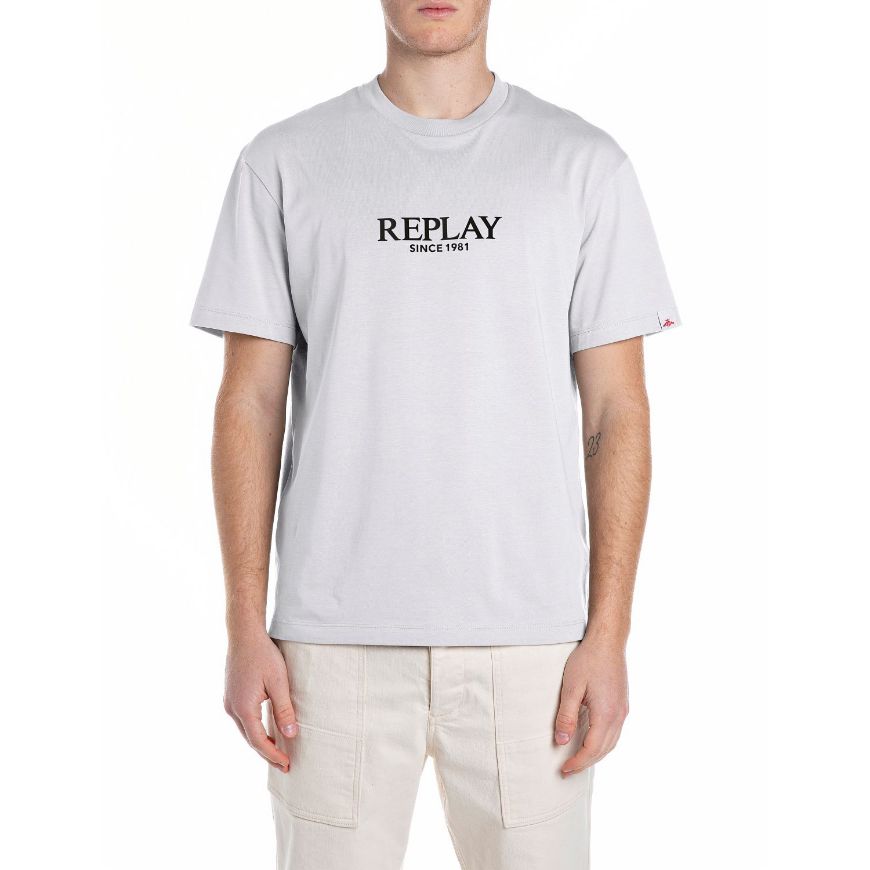 Снимка на REPLAY MEN'S JERSEY CREW-NECK T-SHIRT WITH LOGO PRINT