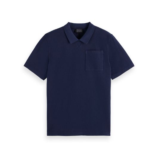 Снимка на SCOTCH&SODA MEN'S GARMENT DYE PIQUE CHEST POCKET POLO IN NAVY