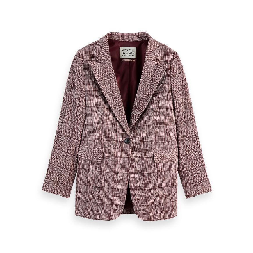 Снимка на SCOTCH&SODA WOMEN'S PRINCE OF WALES SEERSUCKER BLAZER IN PRINCE OF WALES CHECK