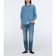 Снимка на SCOTCH&SODA WOMEN'S WASHED OUT LIGHTWEIGHT DENIM SHIRT IN WASHED INDIGO