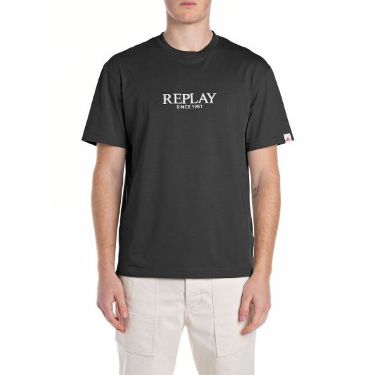 Снимка на REPLAY MEN'S JERSEY CREW-NECK T-SHIRT WITH LOGO PRINT