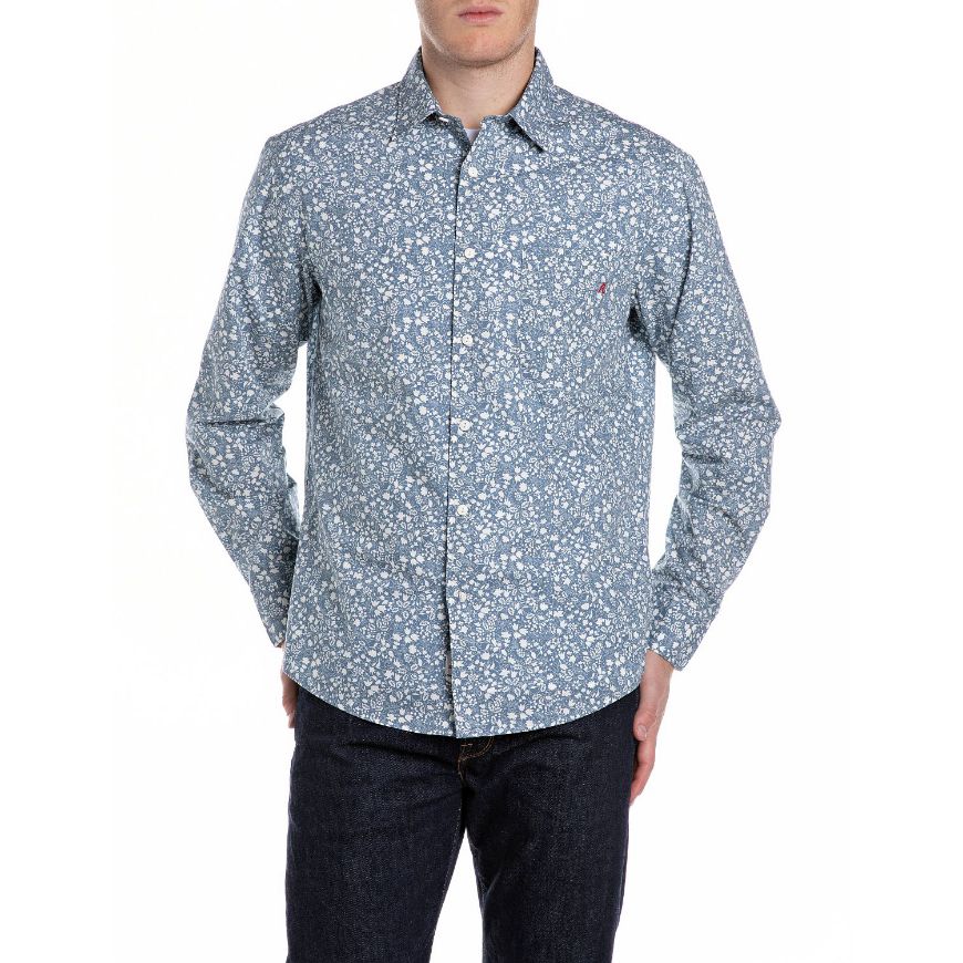 Снимка на REPLAY MEN'S POPLIN SHIRT WITH ALL-OVER PRINT