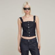 Снимка на G-STAR ДАМСКА DENIM BUSTIER TOP РИЗА С ПОДВИЖНИ КОЛАНИ В ТЪМНОСИНЬО