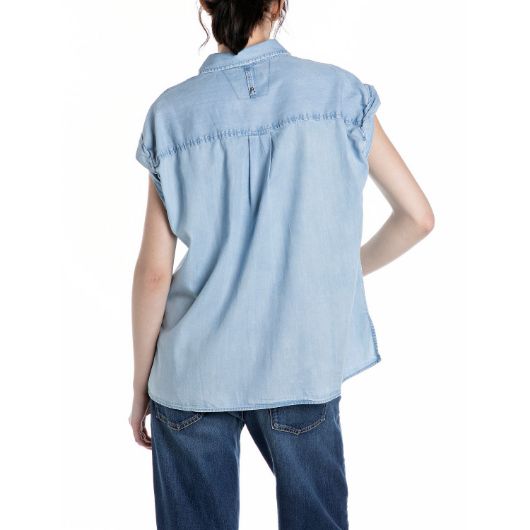 Снимка на REPLAY WOMEN'S SLEEVELESS DENIM SHIRT IN TENCEL COTTON BLEND