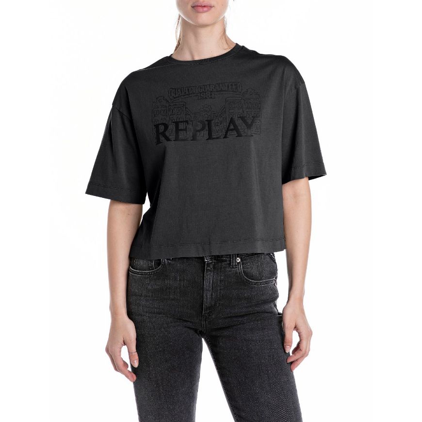 Снимка на REPLAY WOMEN'S BOXY JERSEY T-SHIRT WITH LOGO