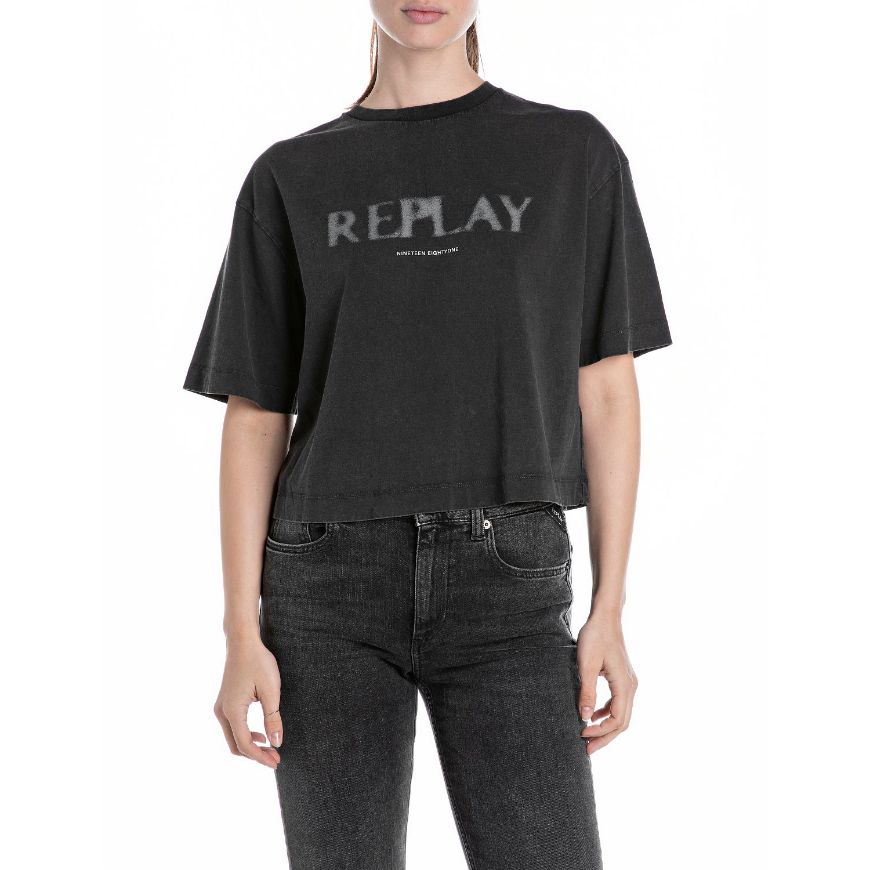 Снимка на REPLAY WOMEN'S BOXY JERSEY T-SHIRT WITH LOGO