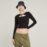 Снимка на G-STAR ДАМСКИ CROPPED KEYHOLE SLIM ТОП В ЧЕРНО