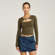 Снимка на G-STAR ДАМСКИ CROPPED KEYHOLE SLIM ТОП В ЗЕЛЕНО