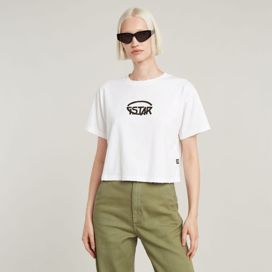 Снимка на G-STAR ДАМСКИ ТОП CROPPED LOGO RELAXED В БЯЛО