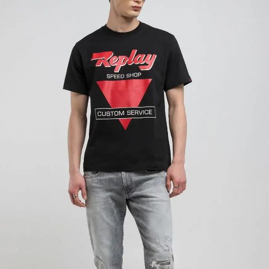 Снимка на REPLAY MEN'S JERSEY T-SHIRT WITH BIKER PRINTS