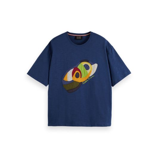 Снимка на SCOTCH&SODA MEN'S LOOSE FIT APPLIQUE T-SHIRT IN NAVY