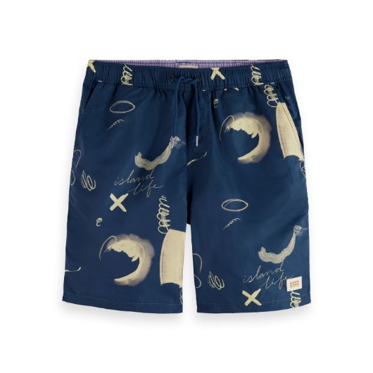 Снимка на SCOTCH&SODA MEN'S PRINTED LONG-LENGTH SWIMSHORT IN NAVY