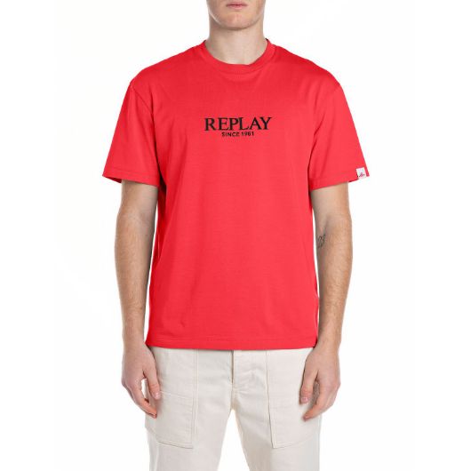 Снимка на REPLAY MEN'S JERSEY CREW-NECK T-SHIRT WITH LOGO PRINT