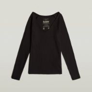 Снимка на G-STAR ДАМСКИ SLIM RIB V-NECK ТОП В ЧЕРНО