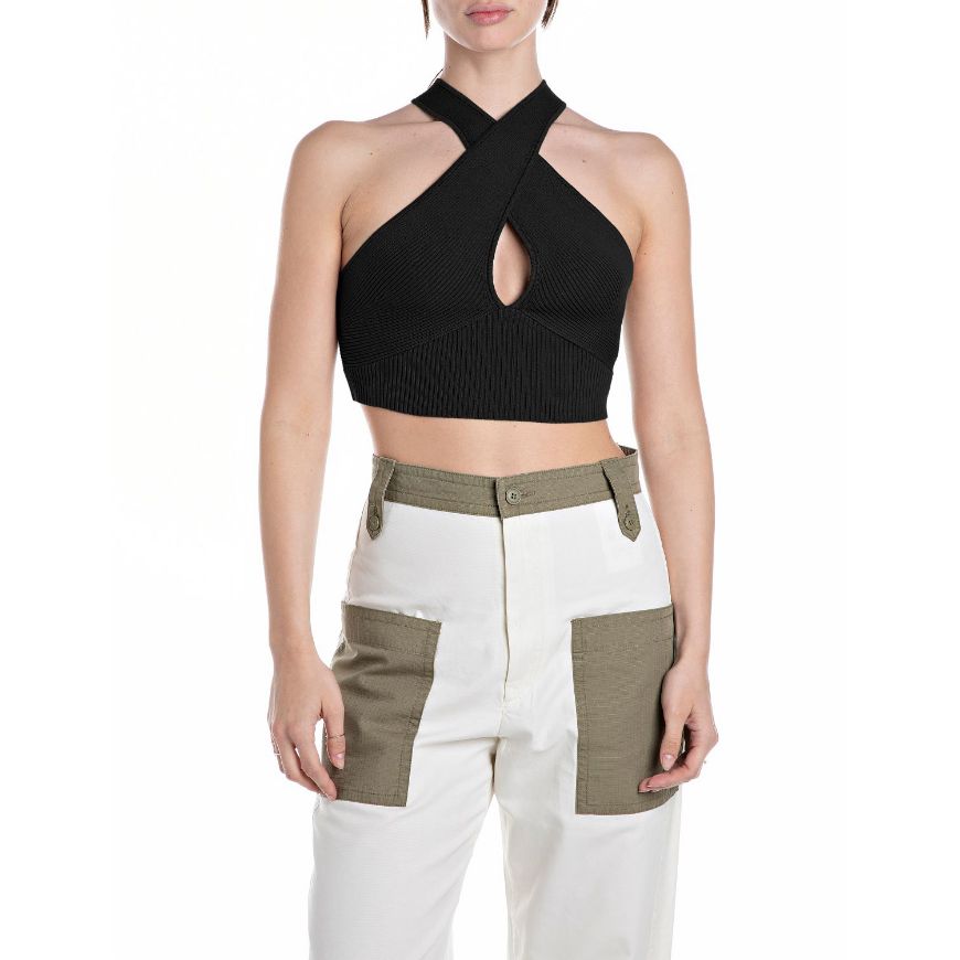 Снимка на REPLAY WOMEN'S CROP TOP IN FRESH COTTON BLEND