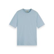 Снимка на SCOTCH&SODA MEN'S REGULAR FIT 3 CROSSES COTTON-LINEN T-SHIRT IN MEDIUM BLUE