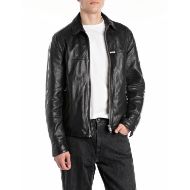 Снимка на REPLAY MEN'S LEATHER JACKET WITH COLLAR IN WAXED LAMBSKIN