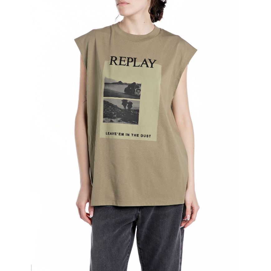 Снимка на REPLAY WOMEN'S BOXY JERSEY TOP WITH PRINT