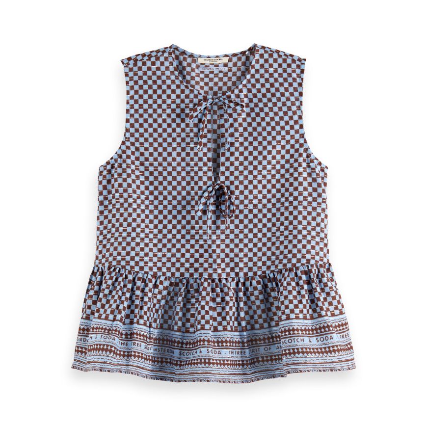 Снимка на SCOTCH&SODA WOMEN'S BOW DETAILS TOP IN BLOCK PRINT